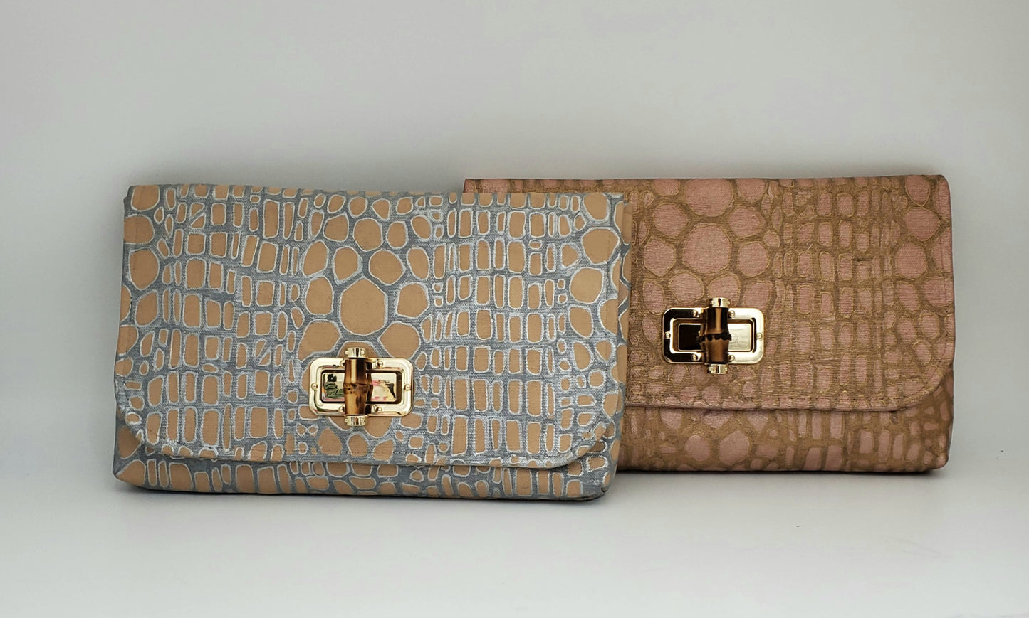 Metallic Alligator Ginger Clutches (with turn-lock)