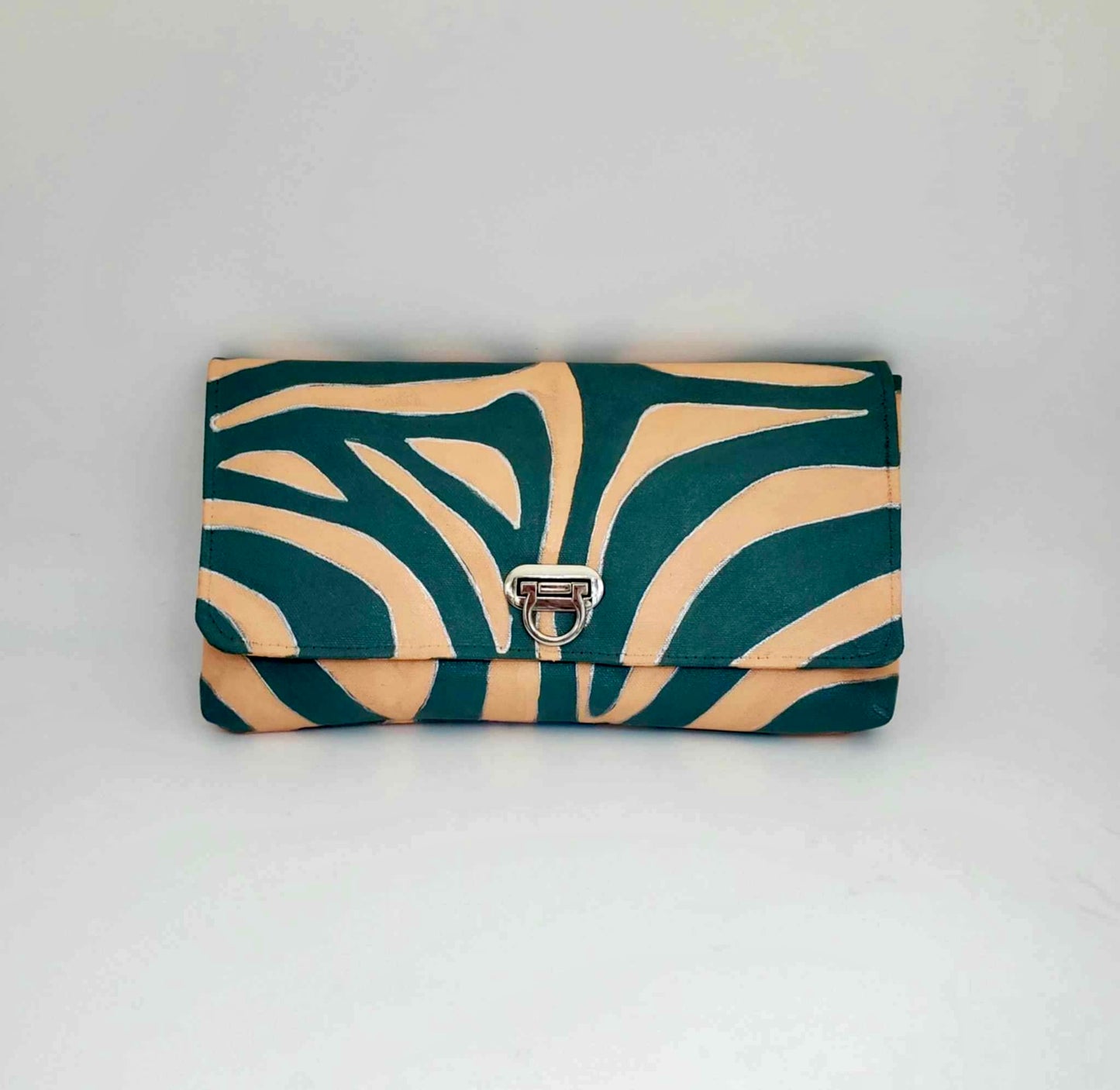 Zebra Ginger Clutch in Black and Gold (with turn-lock)