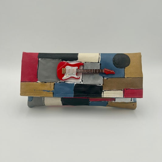 Red Gold Blue Patchwork with Electric Guitar