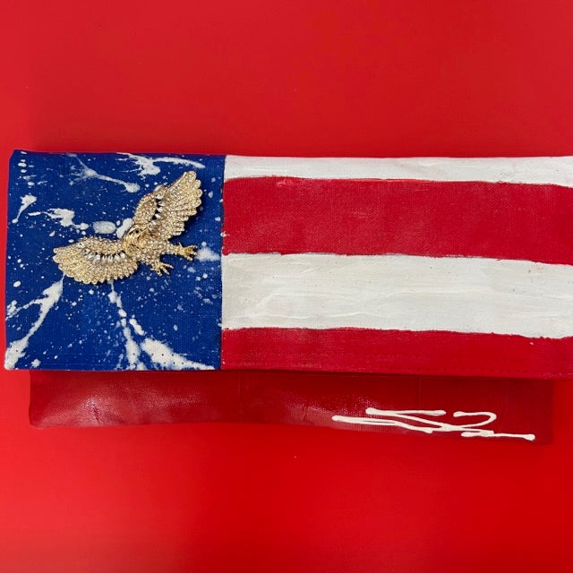 Flag clutch with soaring Eagle