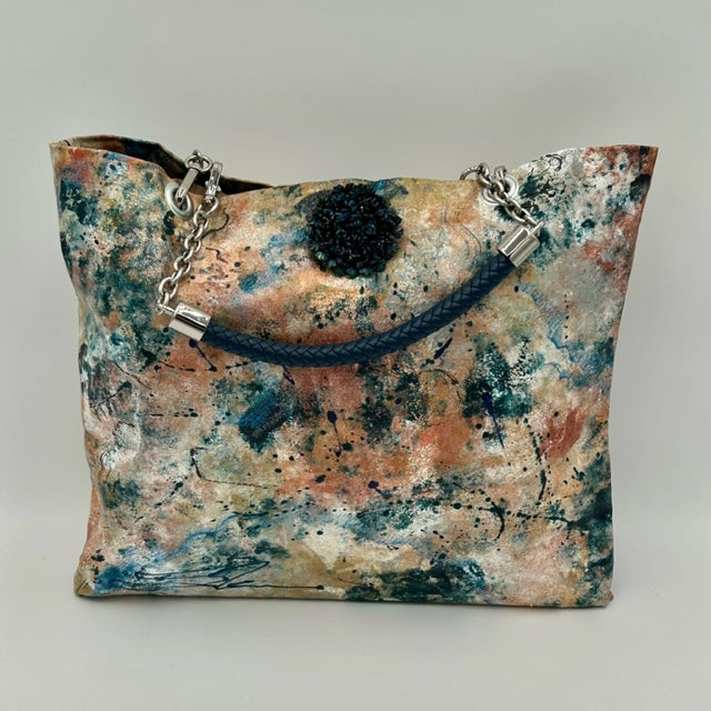 Granite Tote with Vintage Brooch