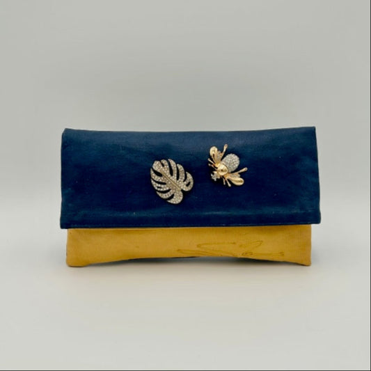 Blue with Crystal Leaf and Bee