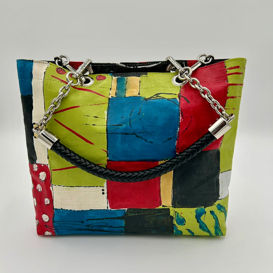 Reversible abstract (Picasso) tote mid-size