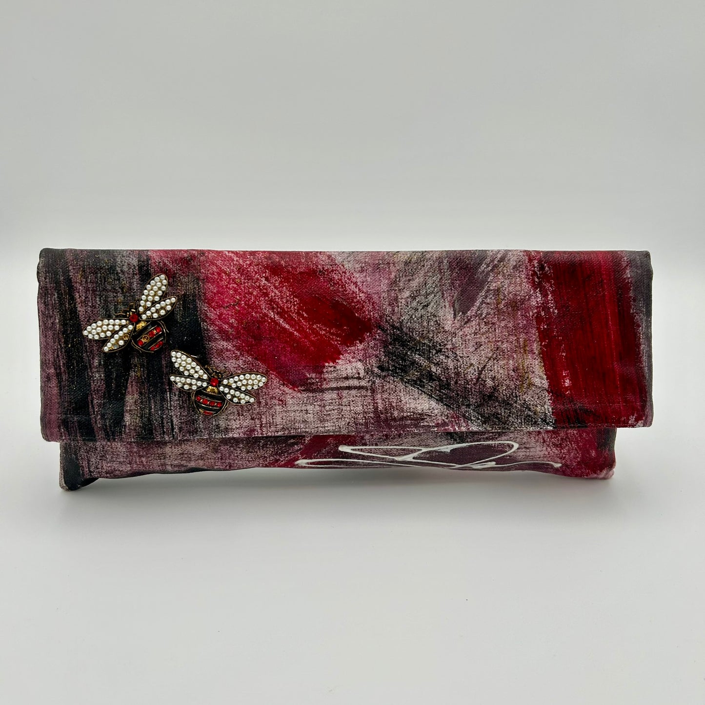 Dry brush with red/black and bees