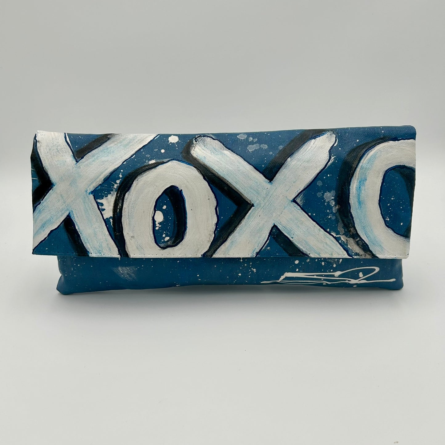 Blue XOXO clutch
