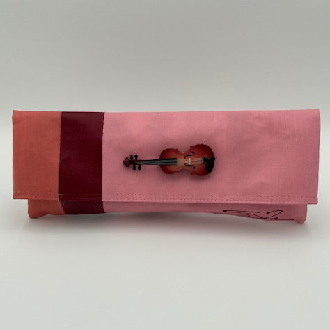 Pink Block Clutch with Mini Violin
