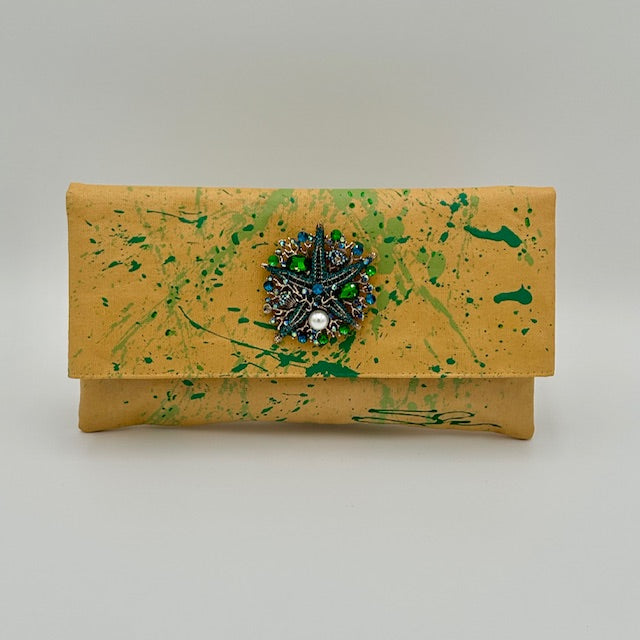 Splattered Turquoise on Gold with Starfish