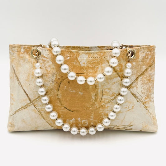 Gold Mini Tote with Pearl Handles xox