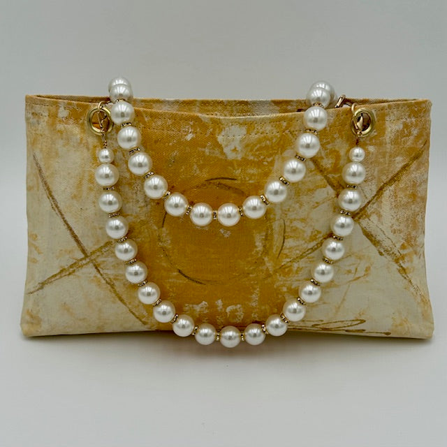 Gold Mini Tote with Pearl Handles xox