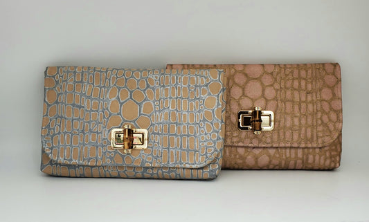 Metallic Alligator Ginger Clutches (with turn-lock)