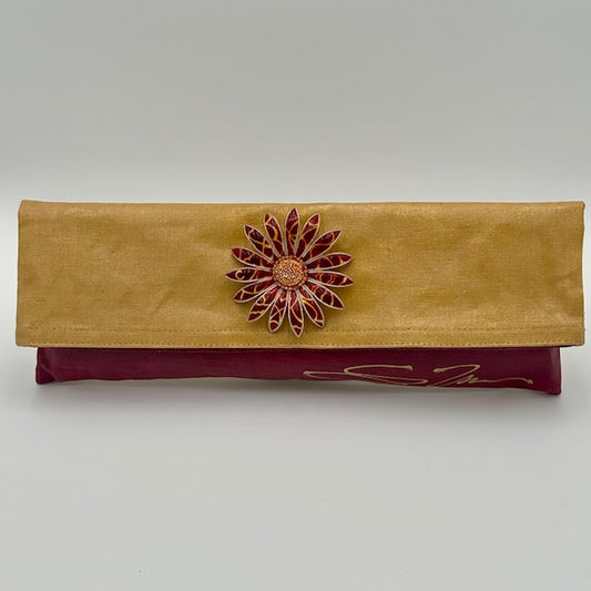 Gold and Burgundy with Enamel Flower