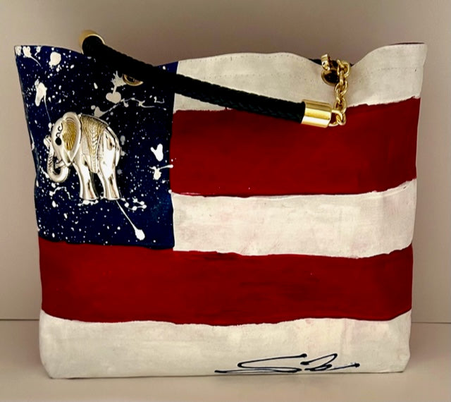 Special Order USA flag tote with Elephant
