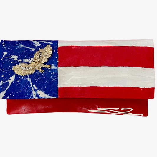 Flag clutch with soaring Eagle