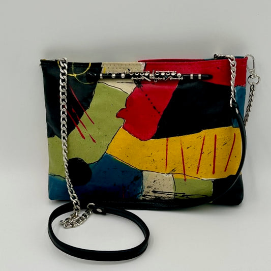 Abstract Crossbody with Clarinet and leather strap