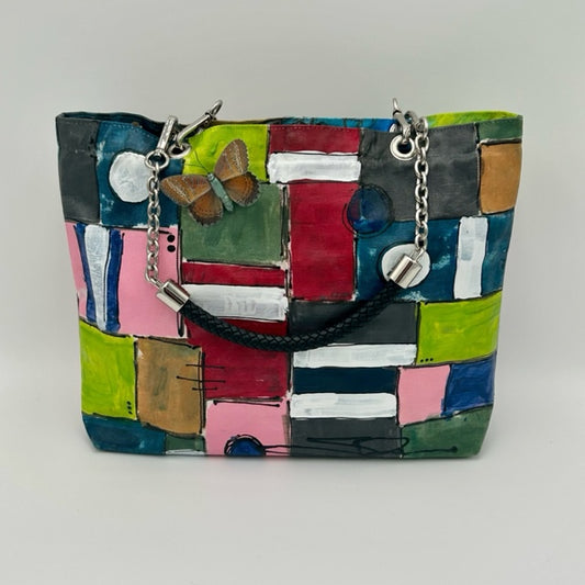 Patchwork Tote with Butterfly / Portrait Tote
