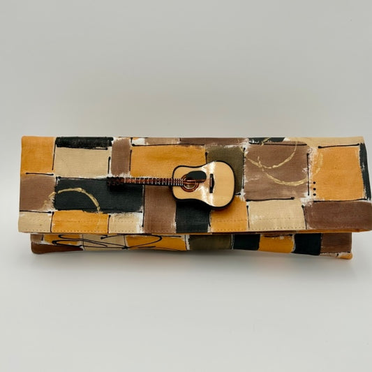 Brown, Gold and Mustard Patchwork with Guitar