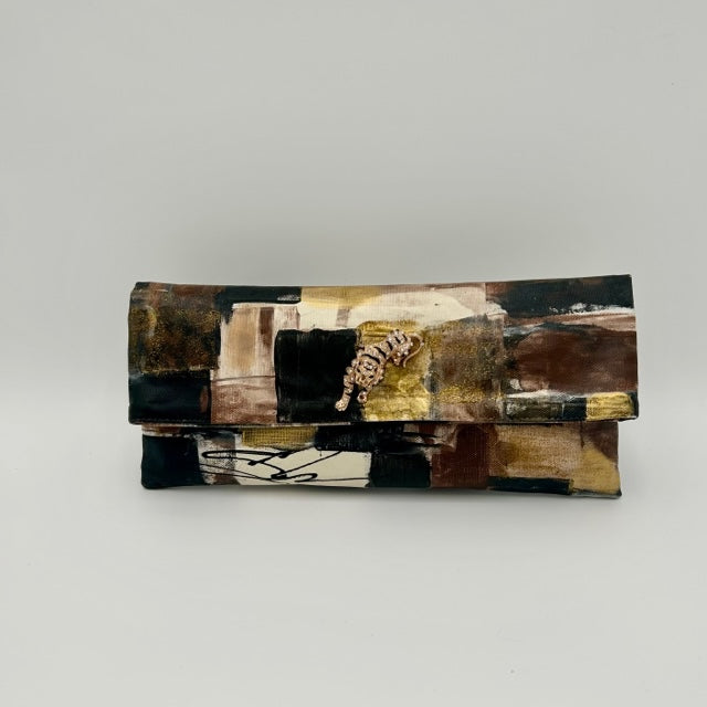 Neutral Gold Abstract with Tiger Brooch