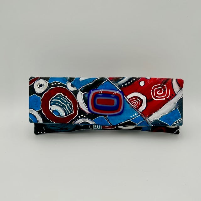 Abstract Red, White Blue with Fused Glass