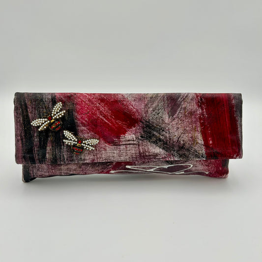 Dry brush with red/black and bees