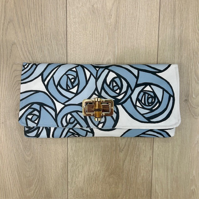 Rose Ginger Clutch in Blue (with turn-lock)