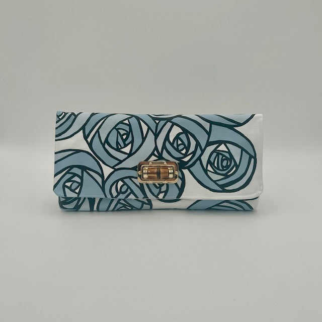Rose Ginger Clutch in Blue (with turn-lock)