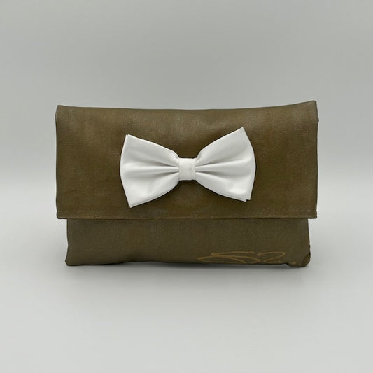 Solid Bronze with White Tuxedo Bow