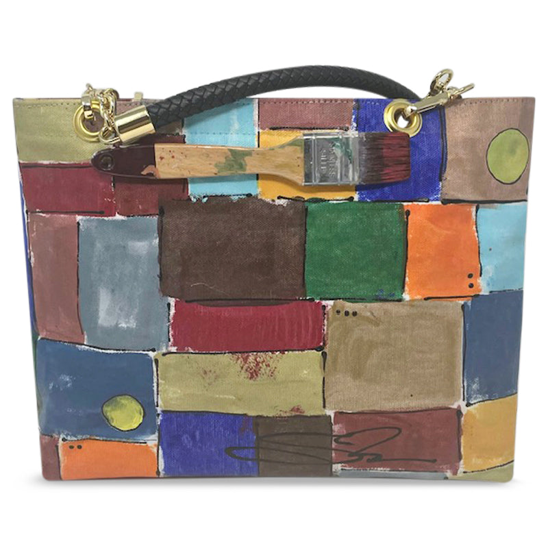 Patchwork Tote with Paintbrush